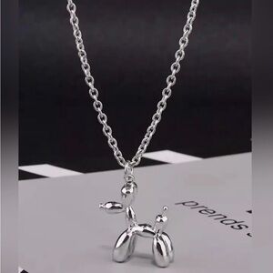 Silver Balloon Dog Pendant Necklace